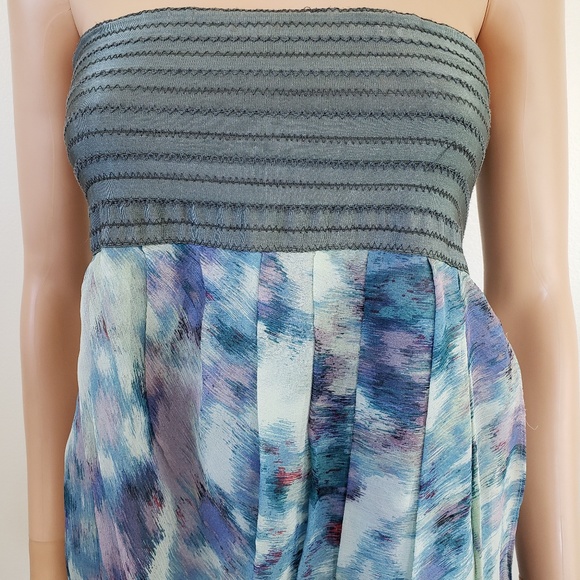 Elizabeth and James Strapless Silk Maxi Dress S Sheer Flowy Fairy - Picture 2 of 8